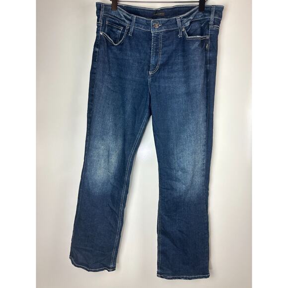 Silver Jeans Suki Bootcut Denim Jeans Dark Wash Stretch Women's Plus Size 18 33L - Picture 2 of 11